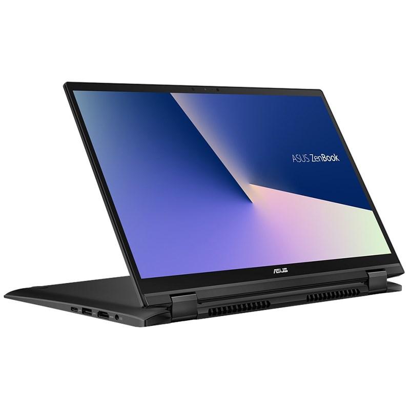 Asus Zenbook Flip 14 UX463FA laptop with a 14-inch FHD touchscreen, showcasing its sleek design and included stylus and sleeve.